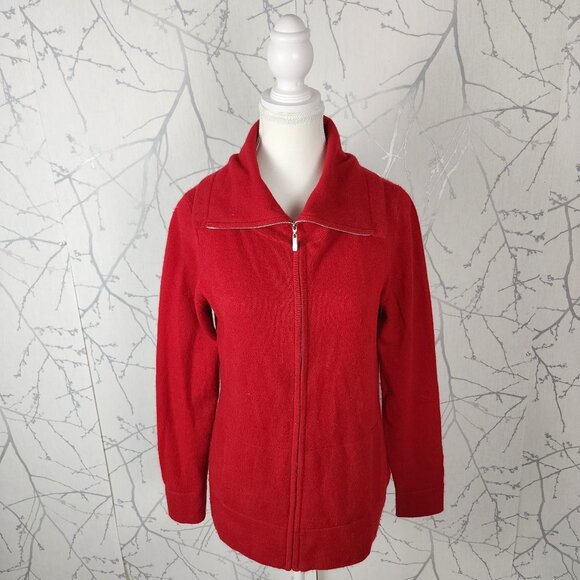Banana Republic Red 100% Cashmere Full Zip Sweater - Picture 1 of 5